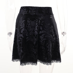 Velvet High Waist Mini Skirt