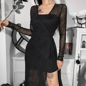 Spider Web Design Maxi Dress