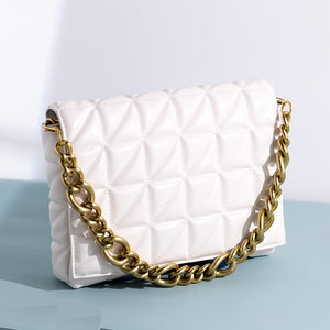 Quilted Shoulder Bag With Gold Chain Handle