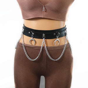 Crescent Moon Waistband Belt with Chains