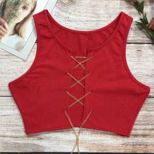 Chain Front Lace Up Top