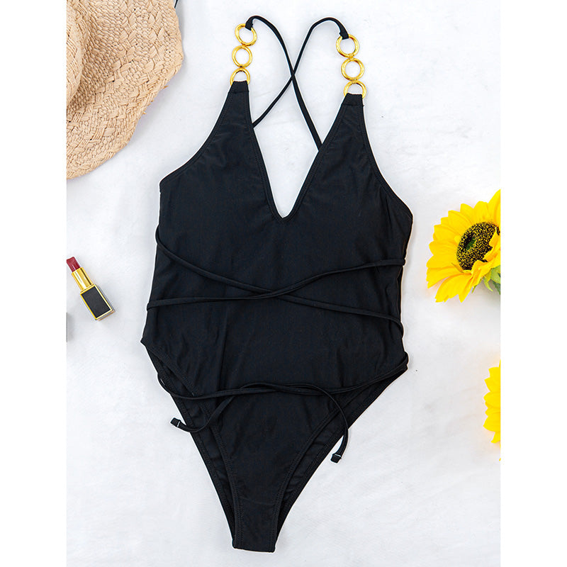 Swimsuit With Gold Tone Details