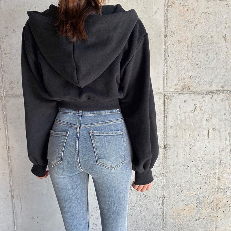 Black Cropped Hoodie