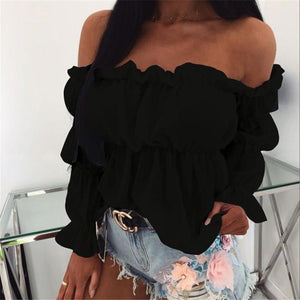 Off-Shoulder Pleated Blouse