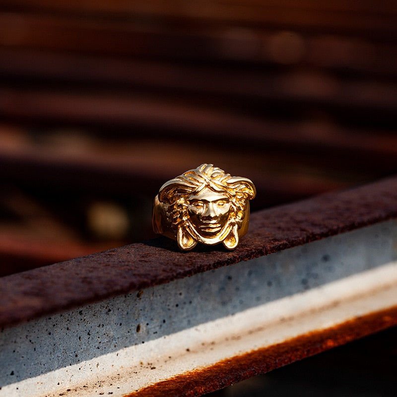 Gold Medusa Shaped Ring