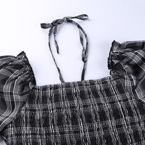 Halter Neck Plaid Mini Dress