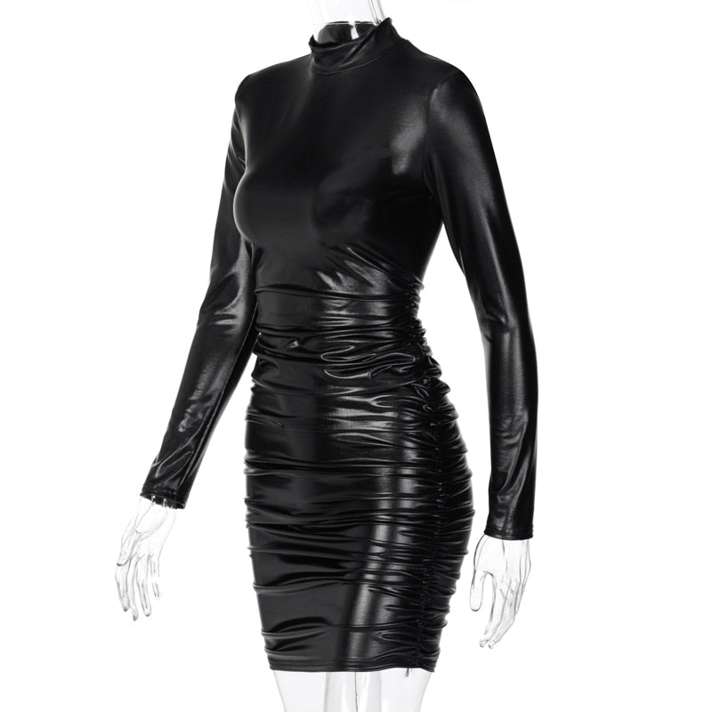 Leather Bodycon Mini Dress