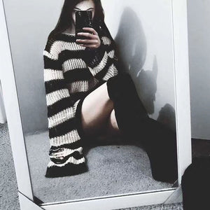 Witch Amanda Striped Loose Sweater(10 colors)