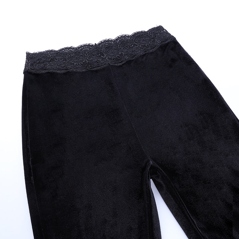 Lace Velvet Flare Trousers