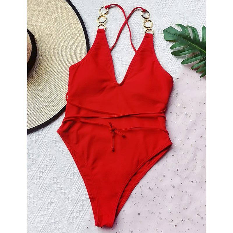 Swimsuit With Gold Tone Details