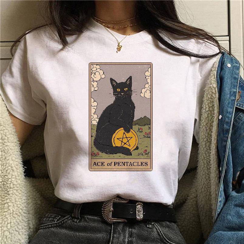 'Ace Of Pentacles' Tarot Cat Print Top