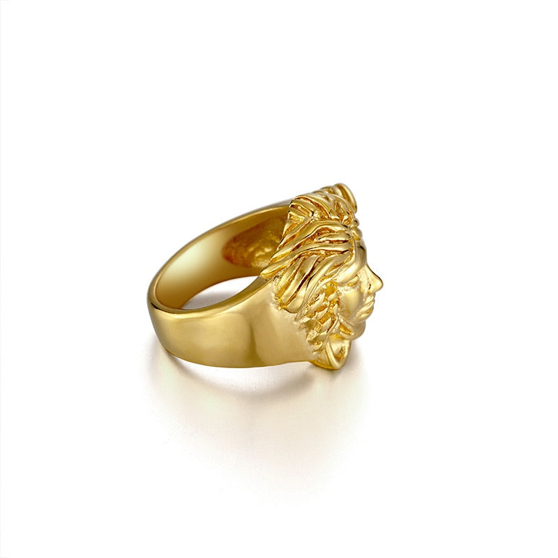 Gold Medusa Shaped Ring