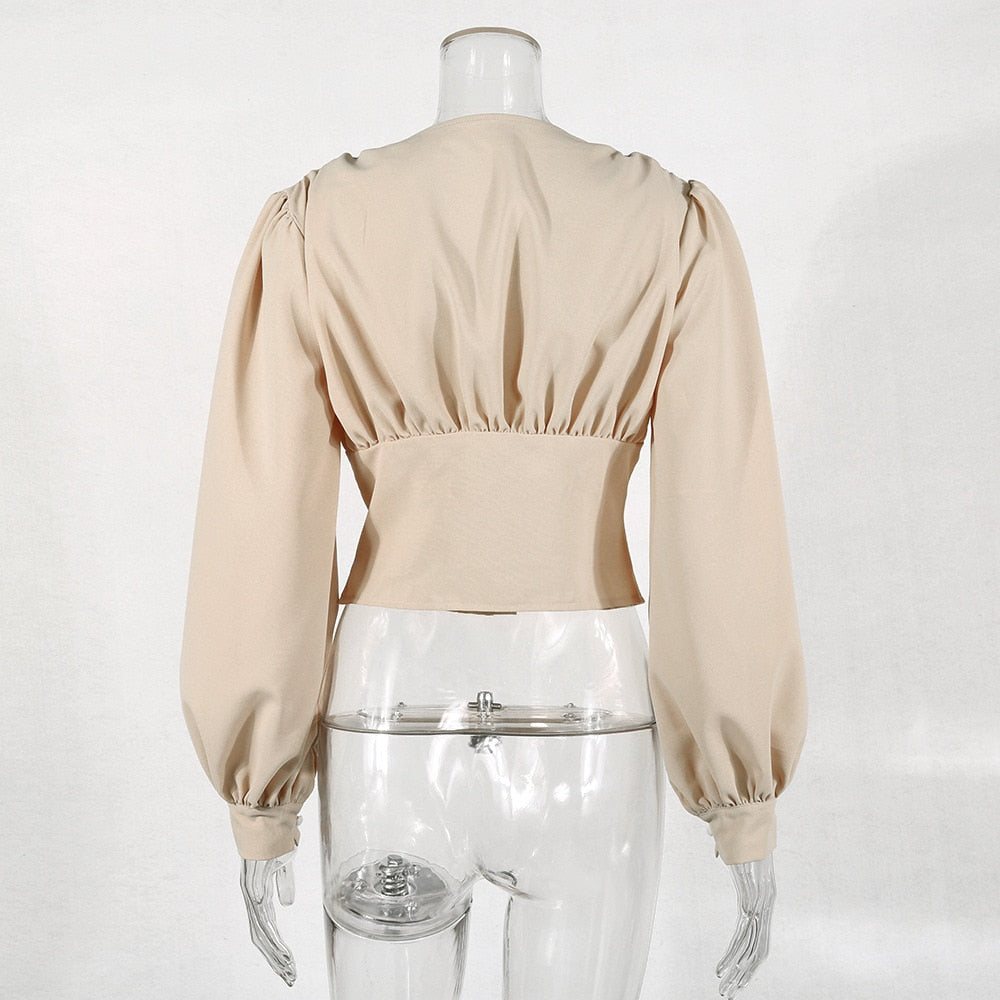 Khaki Vintage Style Blouse