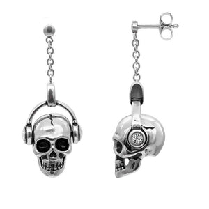 Skull Head on Headphones Earrings