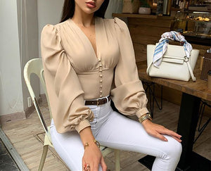 Khaki Vintage Style Blouse