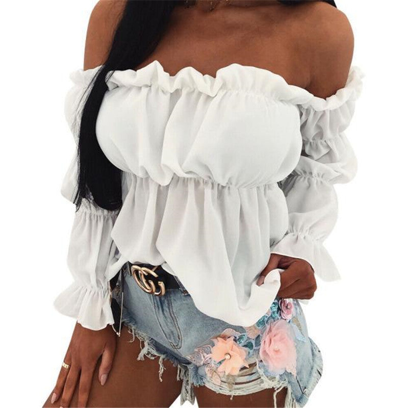 Off-Shoulder Pleated Blouse