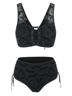 Bats Print Bikini Set