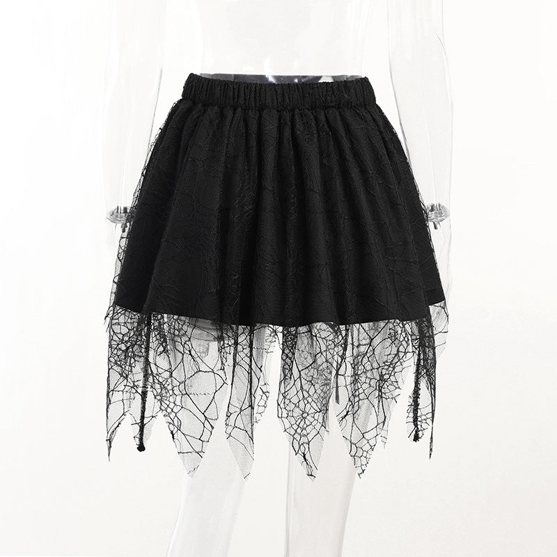 Spider Net Lace Mini Skirt