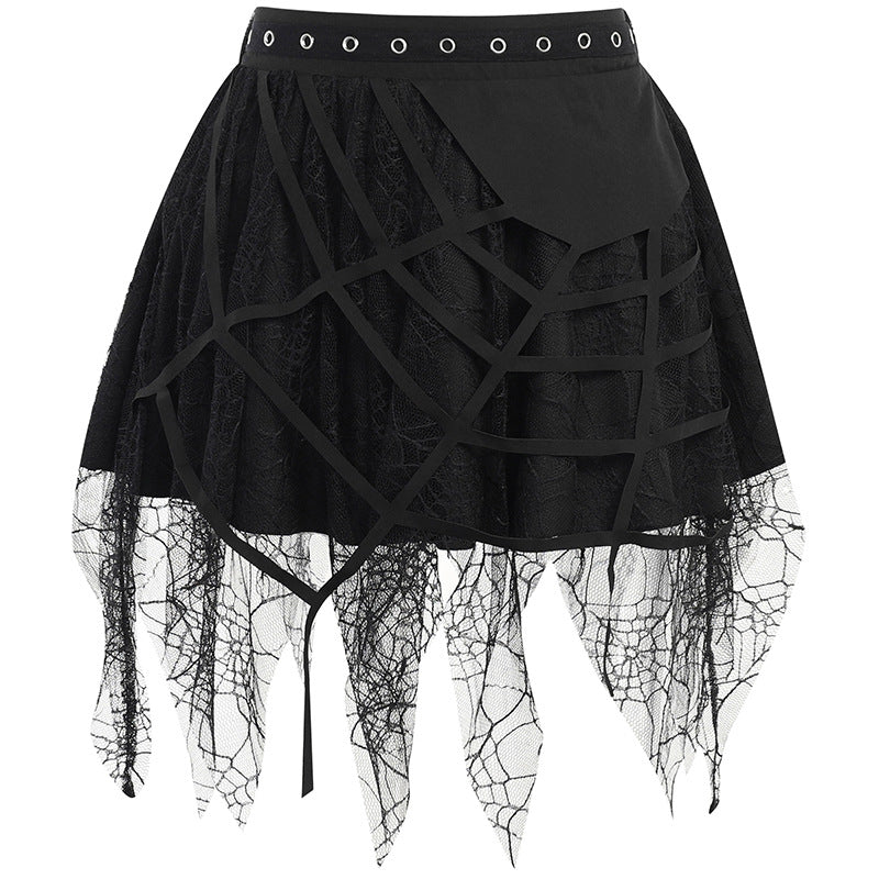 Spider Net Lace Mini Skirt