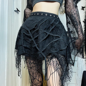 Spider Net Lace Mini Skirt