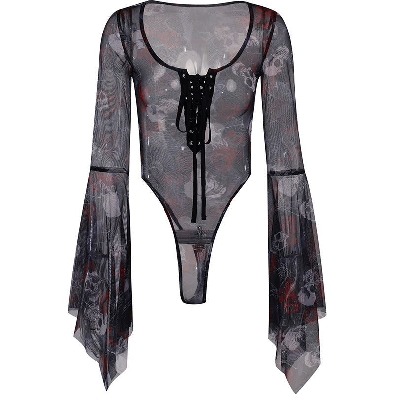 Witch Samantha Lace-Up Bodysuit