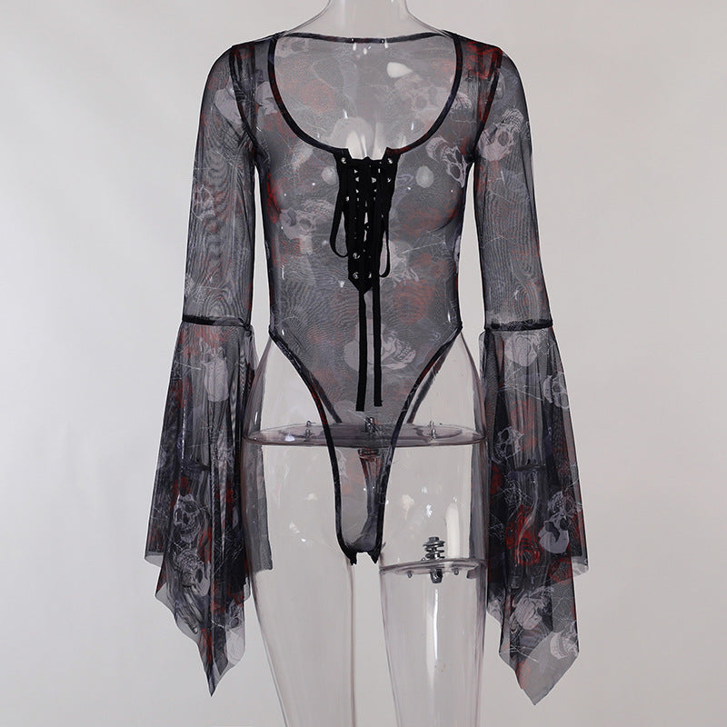 Witch Samantha Lace-Up Bodysuit