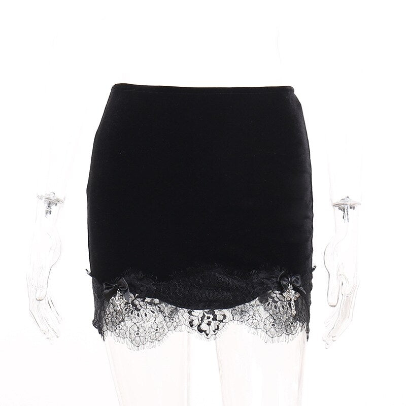 Black Lace Mini Skirt