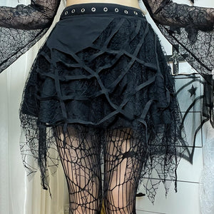 Spider Net Lace Mini Skirt