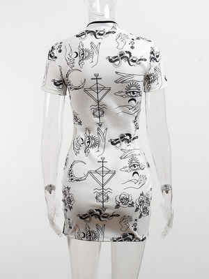 Witchcraft Print Mini Dress