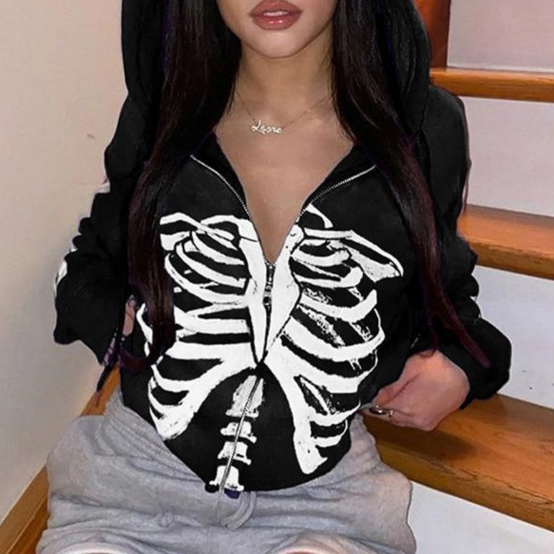 Skeleton Chest Black Hoodie