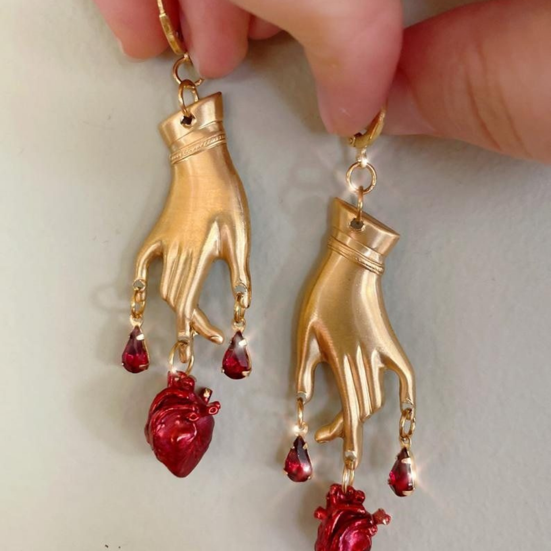 Bleeding Hands Dangle Earrings