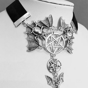 Flying Bats And Pentagram Choker