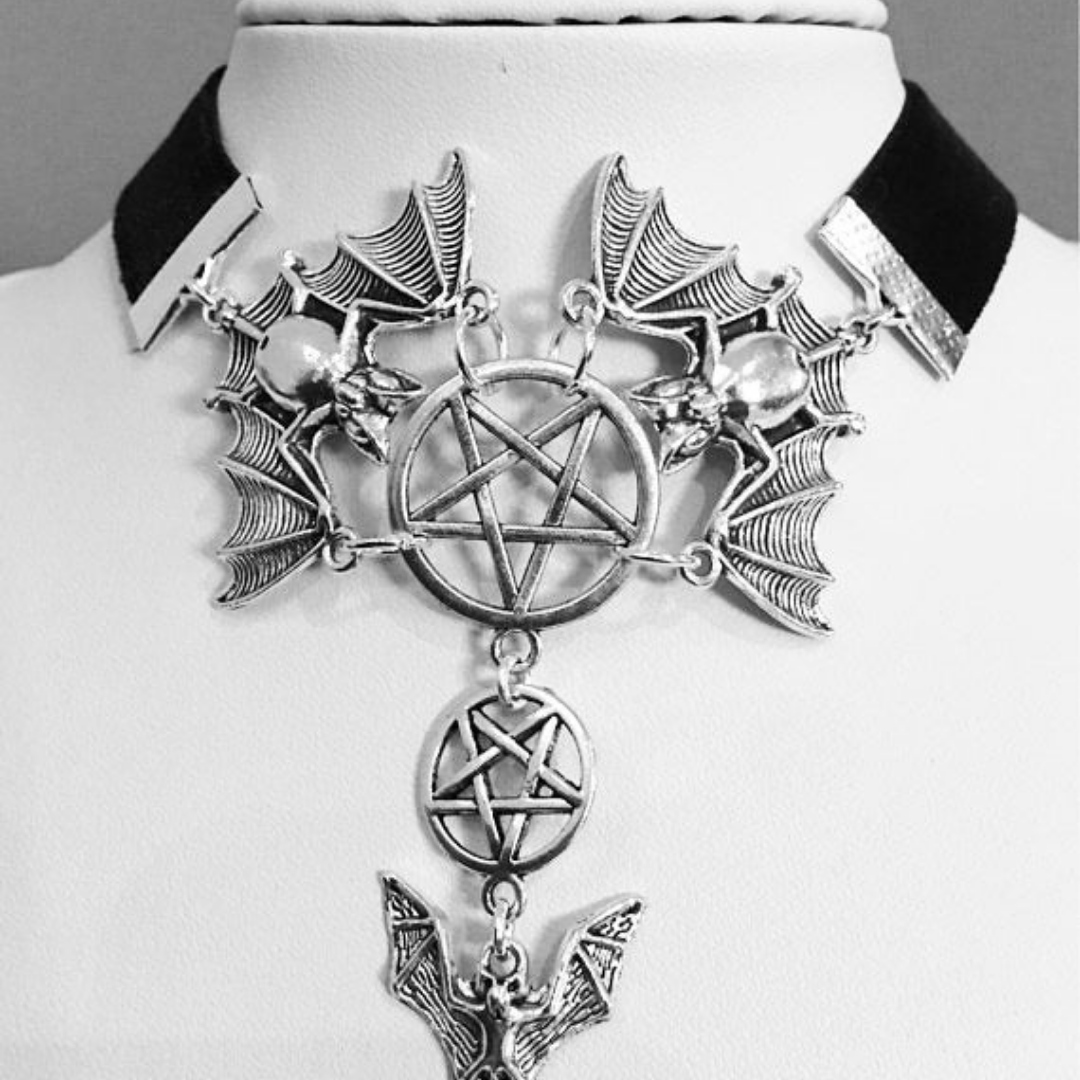 Flying Bats And Pentagram Choker