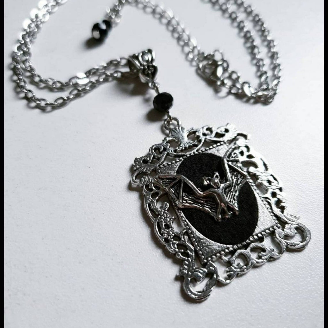 Framed Flying Bat Necklace