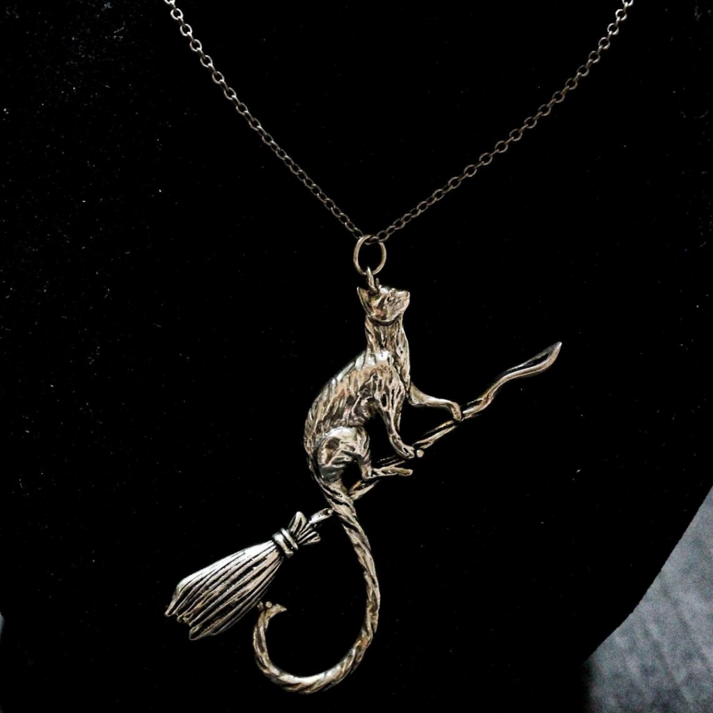 Cat and A Broomstick Necklace