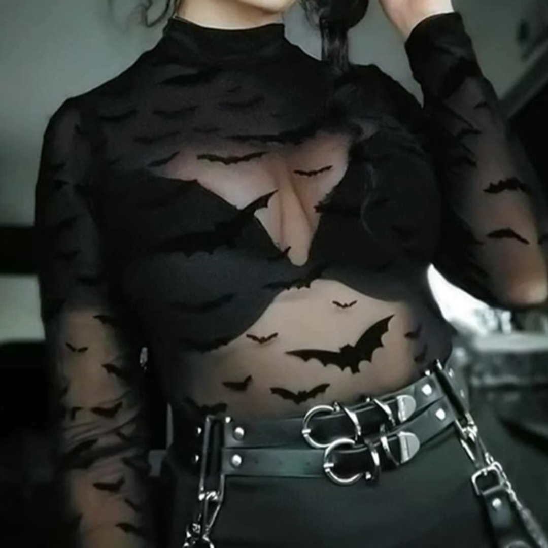 Black Bats See Through Top