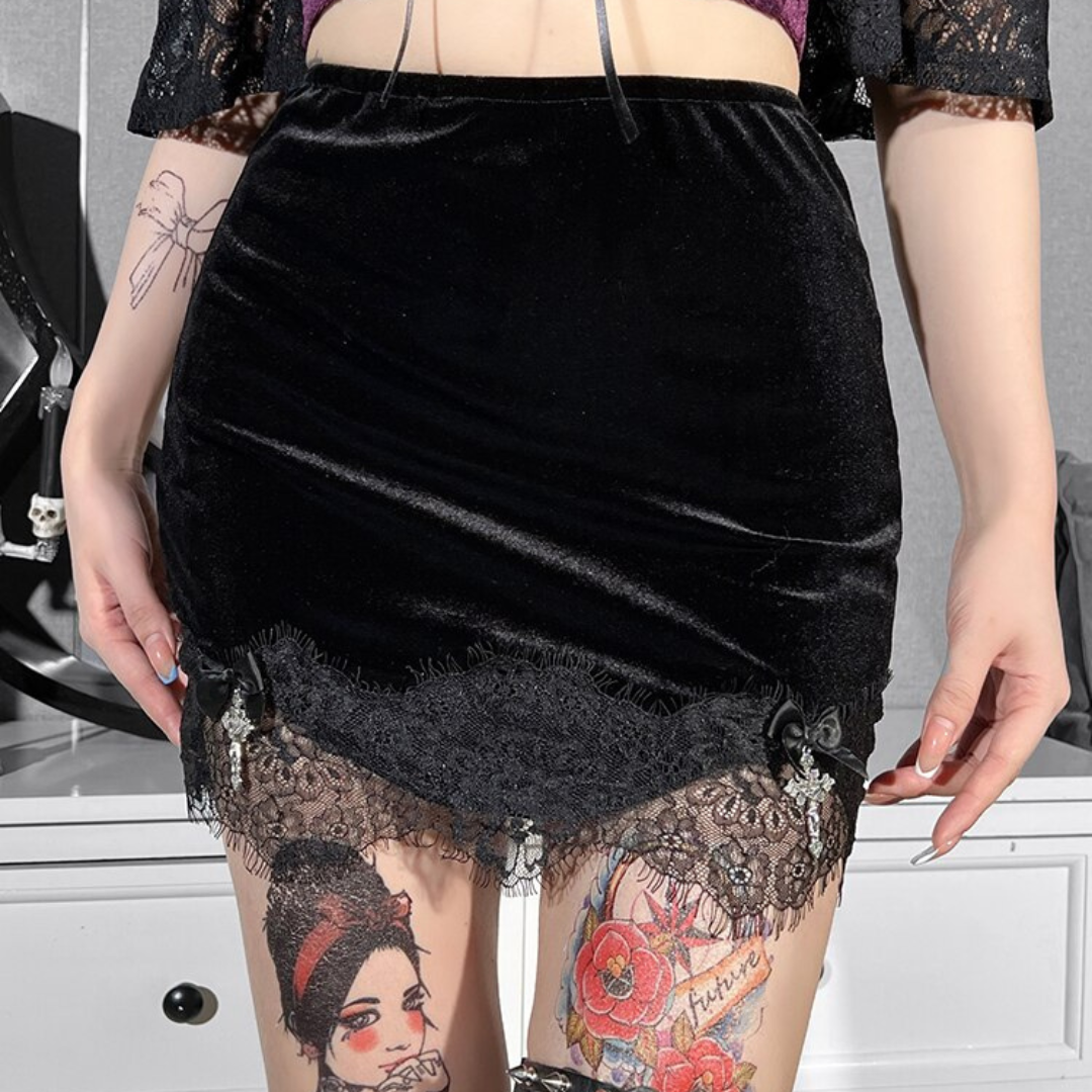 Black Lace Mini Skirt