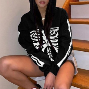 Skeleton Chest Black Hoodie