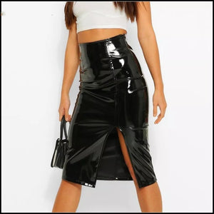 Witch Galadriel Leather Midi Skirt