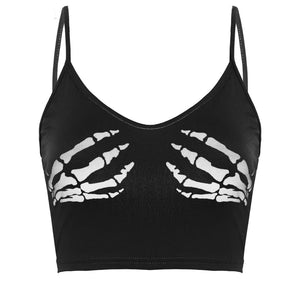 Skeleton Hands Print Crop Top