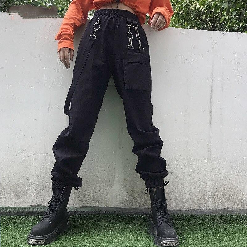 Metal Chains Cargo Pants