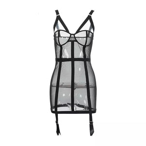 Mesh Cage Mini Dress