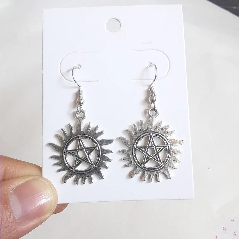 Five Pointed Star Inside The Sun Earrings