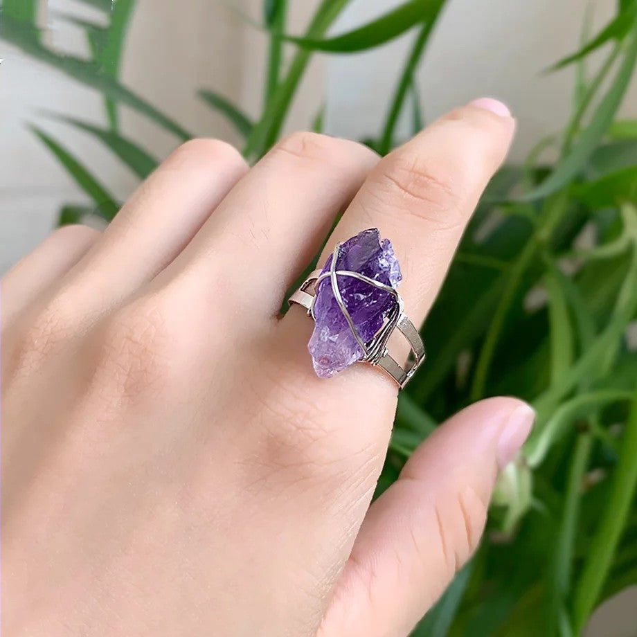 Wire Wrapped Crystal Ring