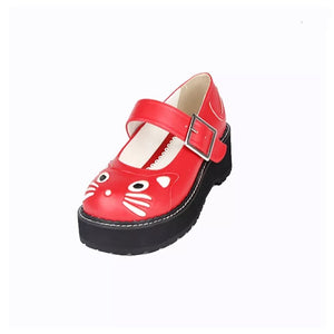 Cat Print Chunky Flatform Shoes