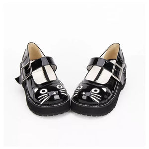 Cat Print Chunky Flatform Shoes