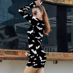 Bats Print Mini Dress