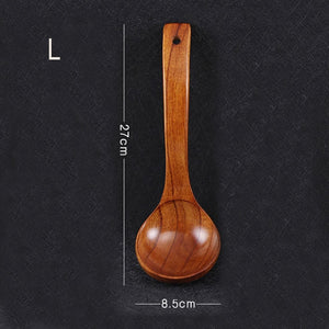 Curved Handle Wooden Soup Spoon