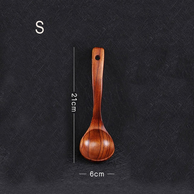 Curved Handle Wooden Soup Spoon