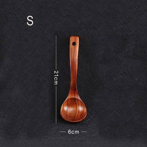 Curved Handle Wooden Soup Spoon